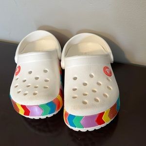 Chevron Glitter Rainbow band Crocs kids 9